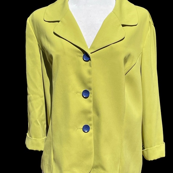Dana Kay Jacket Blazer Lime Green Chartreuse EUC - Picture 5 of 12